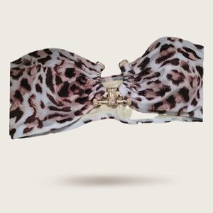 Unbranded Size M Animal Print Gold Accent Bandeau Bikini Top